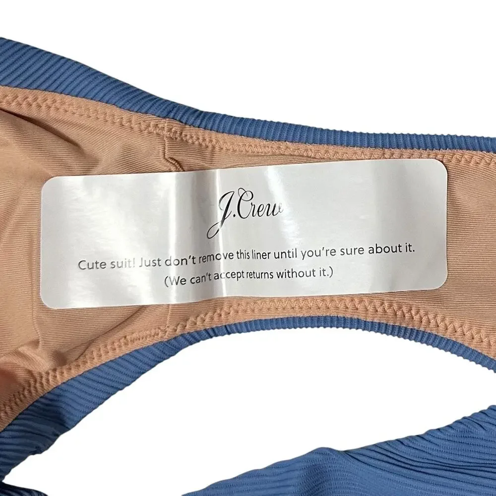 2/$15 NWT J. Crew Ribbed High-Rise Cheeky Bikini Bottom Blue High-Cut Size 2XL